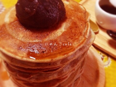 そば粉ときな粉のパンケーキ♡黒蜜がけ